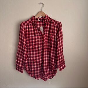 NWT Anthropologie Red Plaid Button-Up Shirt
